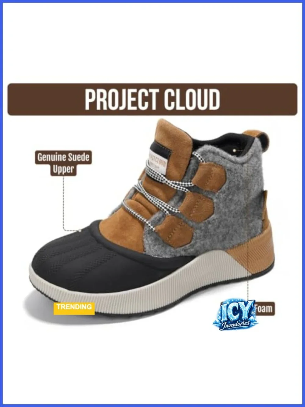 Waterproof Snow Boots Memory Foam Insoles Non-Slip Lace Up Winter Shoes Women's